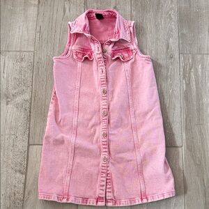 Girls Baby Gap Pink Sleeveless Button-Up Jean Dress, Size 5